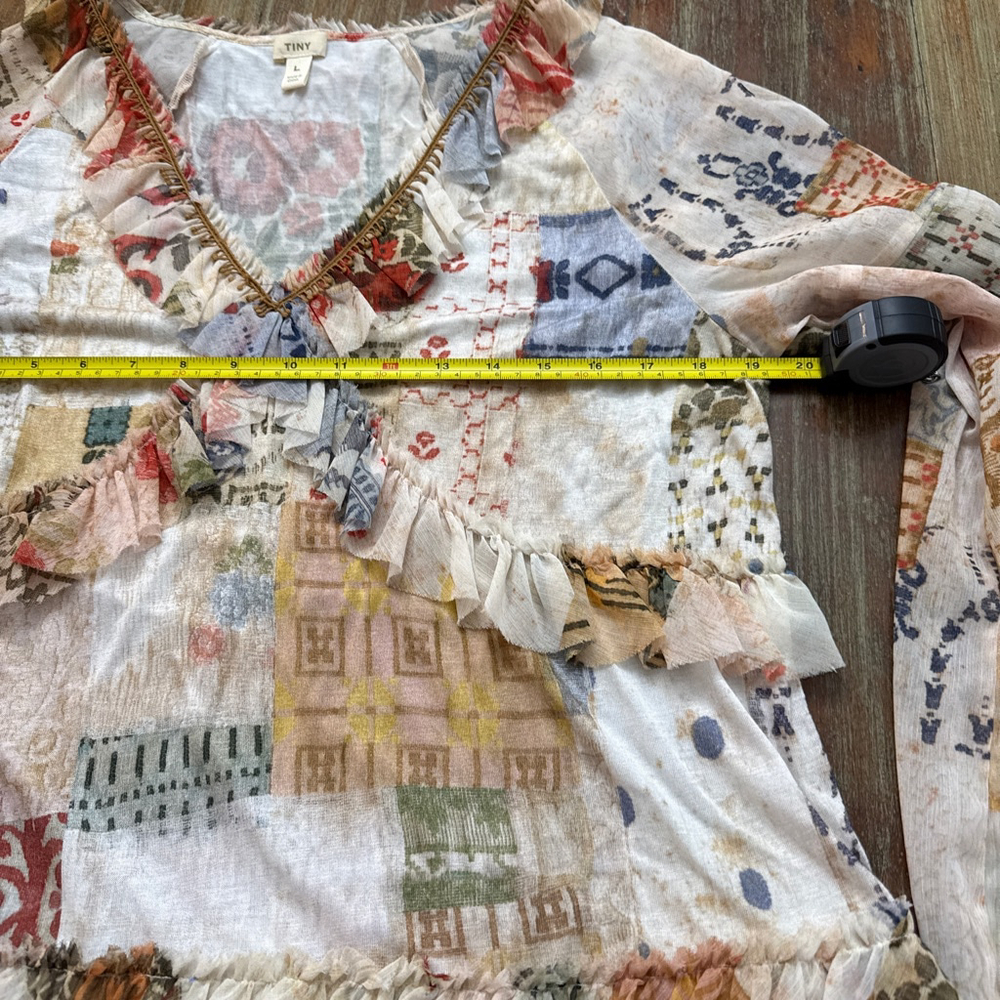 Anthropologie TINY Patchwork Boho Blouse - Ruffle… - image 9